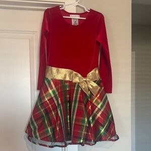 Bonnie Jean Red and Gold Plaid Formal Dress
